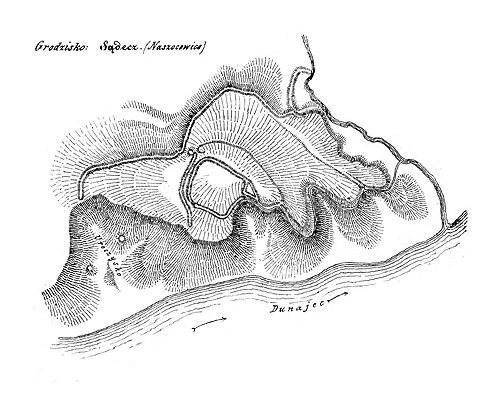 Plan grodziska „Sądecz” w Naszacowicach według Szczęsnego Morawskiego (Sądecczyzna, 1863–1865)